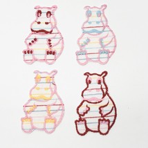 Vintage Lot 4 Hyppopotamus Hipos Animal Embroidery Patches Iron-On 4 x 2.5&quot; - $8.90