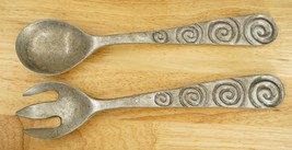 Vintage MCM Brutalist Metalware Kitchen Salad Set Mexico Cast Aluminum Spiral - £25.07 GBP