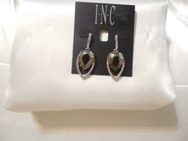 INC 1-3/4&quot; Silver Tone Grey Stone Pave Crystal Dangle DroP Earrings Y458 - £11.33 GBP