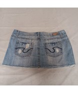 Refuge Mini Skirt 13 Light Washed Blue Denim Jean Skirt Distressed - $18.95