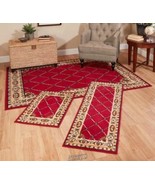 3-pc. Border Rug Set RED Diamond Patterning Spot Clean Import Polypropylene - $1,808.56 MXN