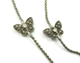 Butterflies &amp; Rhinestones Necklace Vintage Silvertone Butterfly Charms Avenue - £16.57 GBP
