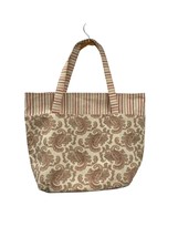 Fabric Tote Shoulder Used Striped Paisley Gingham Red Beige Excellent Co... - $19.80