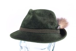 Vtg 60s 70s Rockabilly Distressed Wool Oktoberfest Fedora Hat Cap Green 7 1/8 - £46.99 GBP