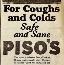 1922 Piso&#39;s Cough Cold Remedy Medicine Advertisement Medical Ephemera - £8.98 GBP