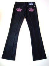 $369 Rock &amp; Republic Kasandra Crystal Crown Jeans in Whiskey Bright Pink 26 - £95.79 GBP