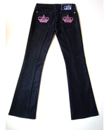 $369 Rock &amp; Republic Kasandra Crystal Crown Jeans in Whiskey Bright Pink 26 - £94.36 GBP