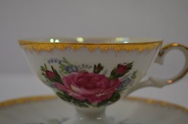 Westville Fine China Occupied Japan Teacup &amp; Saucer Lusterware Rose Footed - £23.12 GBP