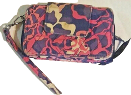 Vera Bradley Carry It All Wristlet Blue Pink Cream Waves 4.5 x 3.5 inches - $10.08