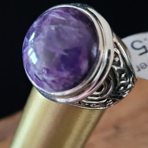 Charoite 925 Fine Solid Sterling Silver Ring Size 8.5 Genuine GemStone Stone New - £38.76 GBP