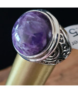 Charoite 925 Fine Solid Sterling Silver Ring Size 8.5 Genuine GemStone S... - $48.51