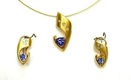 Authenticity Guarantee * Le Vian Tanzanite &amp; Diamond 14K Gold Earrings And P... - £2,555.61 GBP