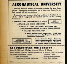 1949 Aviation Aeronautical University Airplane Advertisement Chicago - £15.65 GBP