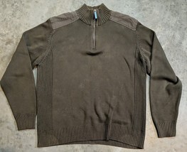 Oscar De La Renta Men&#39;s Pullover Sweater Green 1/4 Zip Size M Mock Turtl... - £18.38 GBP