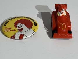 McDonald&#39;s Ronald McDonald Toy Car 1988 and Pin Back I met Ronald McDonald - £7.70 GBP