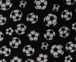 Fleece Soccer Balls Soccerballs Allover on Black Fleece Fabric Print BTY... - $183.61 MXN