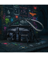Gothic Punk Black PU Leather Shoulder Bag Women Crossbody Purse Rivets - $25.73