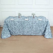 Dusty Blue 90&quot;&quot;X156&quot;&quot; Taffeta Rectangular Tableclothd 3D Leaves Design Party Eve - $84.04