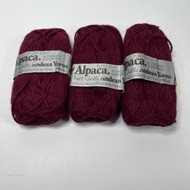 Lot of 3 Maroon Andean Alpaca Yarn Light Alpaquita Superfina - $21.26