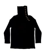 Design History NWT Black Knit Turtleneck Sweater L – Gold Btn Detail Lon... - $29.99