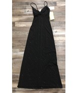 Vintage City Triangles Y2K Sparkle Slinky Long Formal Dress Black Small New - $37.16