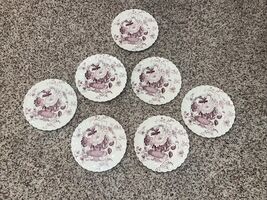 7 Clarice Cliff Charlotte Purple Royal Staffordshire bread &amp; butter plates - $68.31