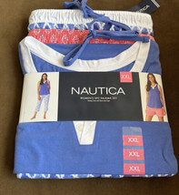 Nautica 3 Piece Pajama Set Sz XXL  Pants Shorts Tank Top NWT Blue Pink - £34.36 GBP