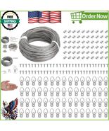 Durable 100ft Picture Hanging Wire Set with 60 D-Ring Hangers &amp; Screws I... - $25.23 CAD