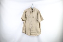 Vintage Y2K 2001 Carhartt Mens Large Spell Out Mechanic Work Button Shirt Beige - £31.61 GBP