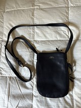 Vince Camuto Women&#39;s Black Solid Leather Small Crossbody With Adjustable... - $29.99