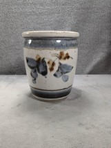 Handmade Thrown Blue &amp; Brown Pottery Flower Pot with Glaze 6.5” Tall - S... - £15.76 GBP