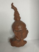 Vintage Thai Ramakien Head Carved Wood Wall Decoration Repaired - $30.55