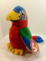 Ty Beanie Baby &quot;Jabber&quot; Stuffed Animal Parrott with Tag Errors &amp; Tag Protector - £237.40 GBP