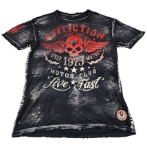 Affliction American Customs Mens T Shirt Skull Wings Live Fast Motors 2XL - $29.70