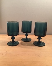 Denim blue goblets set of 3 made by Colony/Indiana Glass in the Nouveau pattern