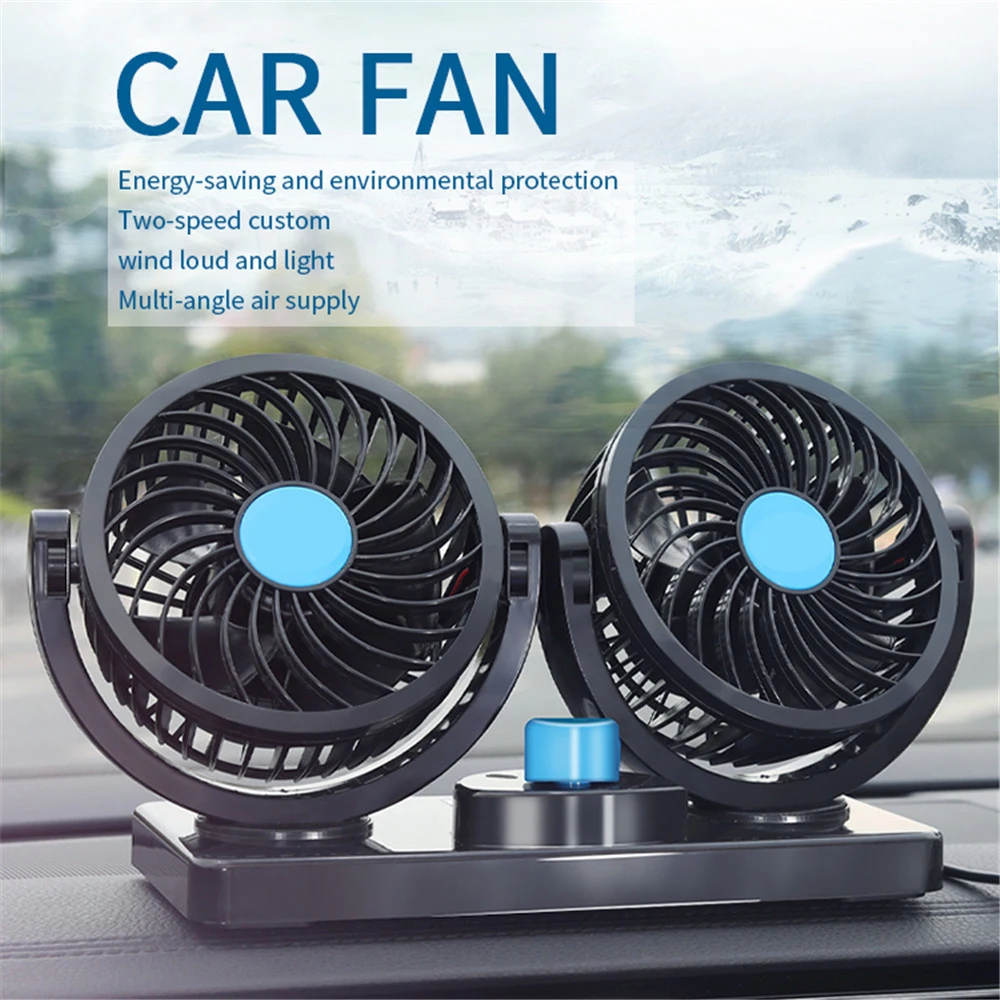 12V/24V Mini Electric Car Fan Low Noise Summer Car Air Conditioner 360 Degree - £13.29 GBP+