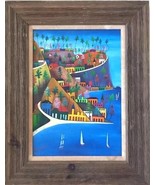 Prego Duffaut Painting Oil Panel Haitian Naive Art Seascape Landscape Na... - £4,701.86 GBP