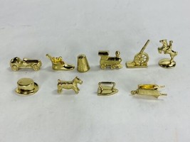 Lot of 10 Monopoly Deluxe Edition Gold Tokens Set Replacement Parts Pieces - £11.98 GBP