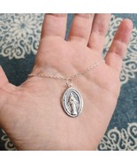 Vintage Dainty Miraculous Medal Virgin Mary Necklace - $55.48 CAD