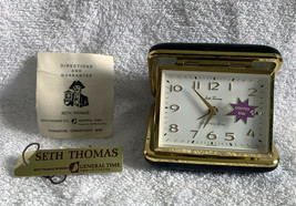 Vintage Seth Thomas Travalite Alarm Clock NO 3786 Black Case Lit Dial NIB - £29.55 GBP