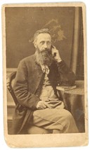 Antique Incredible Named CDV Circa 1870&#39;S Older Man Long Beard Posing in Chair - £9.58 GBP
