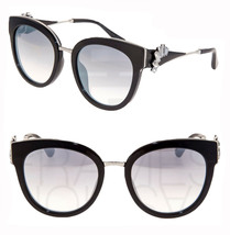 JIMMY CHOO JADE Black Silver Mirrored Detachable Crystal Jewel Fan Sunglasses - £159.73 GBP