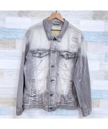 Smoke Rise Denim Co Distressed Trucker Jean Jacket Gray Stretch Mens XXL... - £70.48 GBP