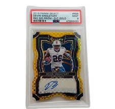 Devin Singletary Auto Rookie RC PSA 9 Bills 2019 Select Gold Die Cut Prizm /10  - £508.04 GBP