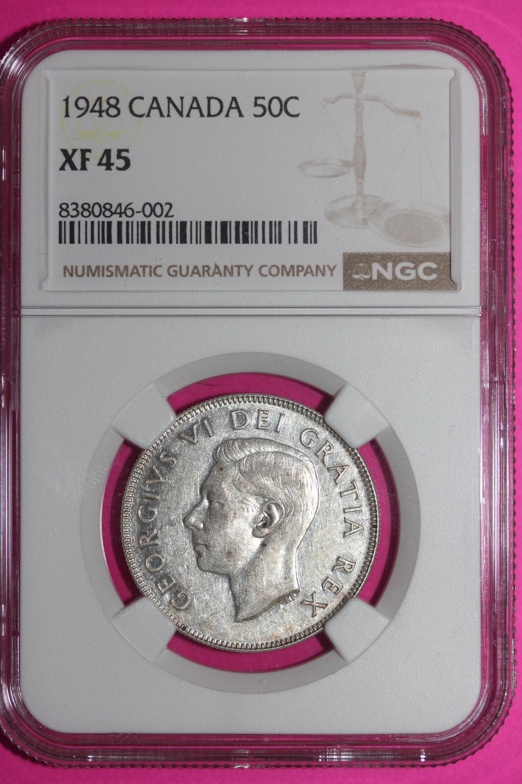 1948 XF 45 Canada Silver Half Dollar NGC Graded Certified Authentic Slab... - $279.99