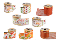 Crafters Square Harvest Style Wire-Edge Ribbon 9-feet 8 Rolls - £28.31 GBP