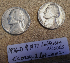 Lot: 1976 D &amp; 1977 Jefferson Nickels Mint Mark &amp; Grease Errors; Old Coin Money - £7.11 GBP