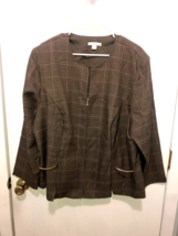 Dressbarn Womens Plus SZ 22W Plaid Zip Up Top or Jacket - $207.11 MXN