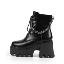 New Fashion Chain Thick-Soled Increased Martin Boots Autumn And Winter High-Heel - £83.66 GBP