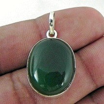 Sterling Silver Pendant Necklace Natural Green Onyx PS-1532 - £44.26 GBP